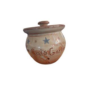 Luling Texas Star Garlic Container Pottery Lid Handmade
